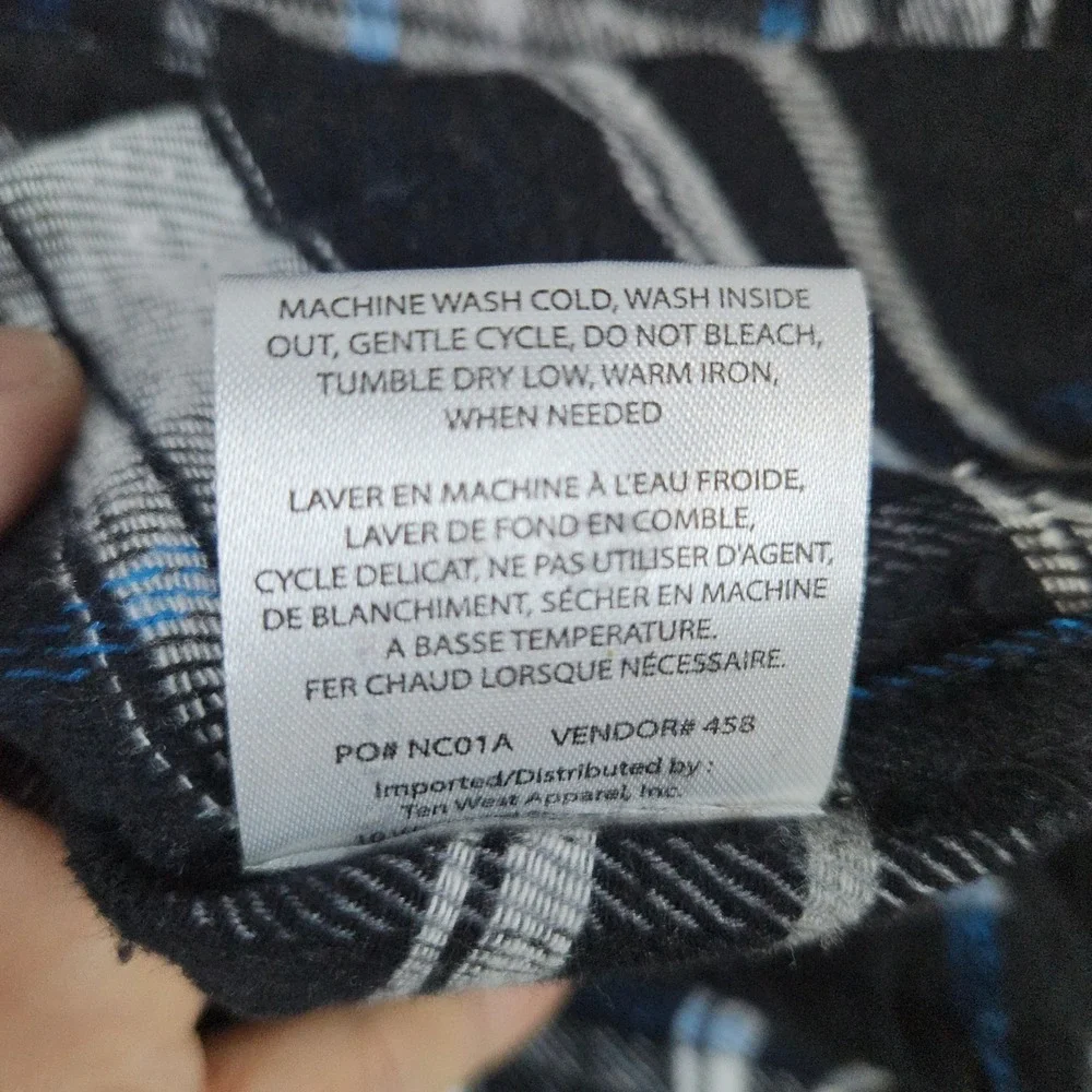 Authentic Plaids Men's NEW NWT Flannel Shirt Size M Cotton/Poly Black‎ & White